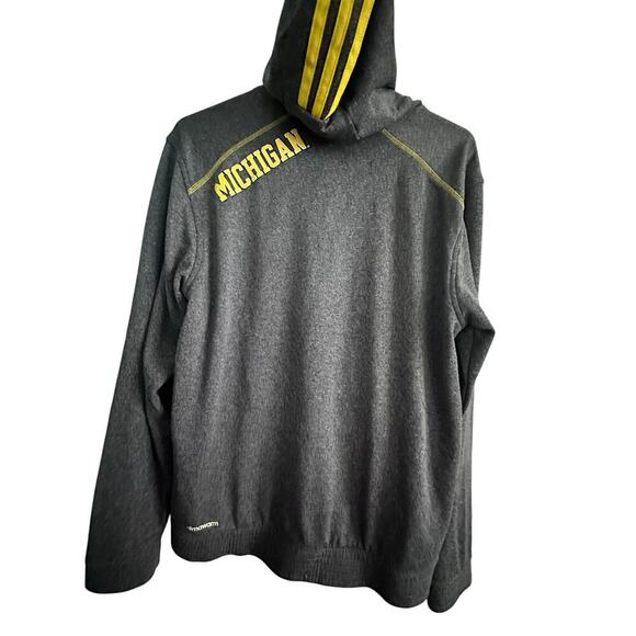 Adidas Gray & Yellow UNIVERSITY OF MICHIGAN Full Zip Climawarm Track Jacket S - Picture 3 of 8